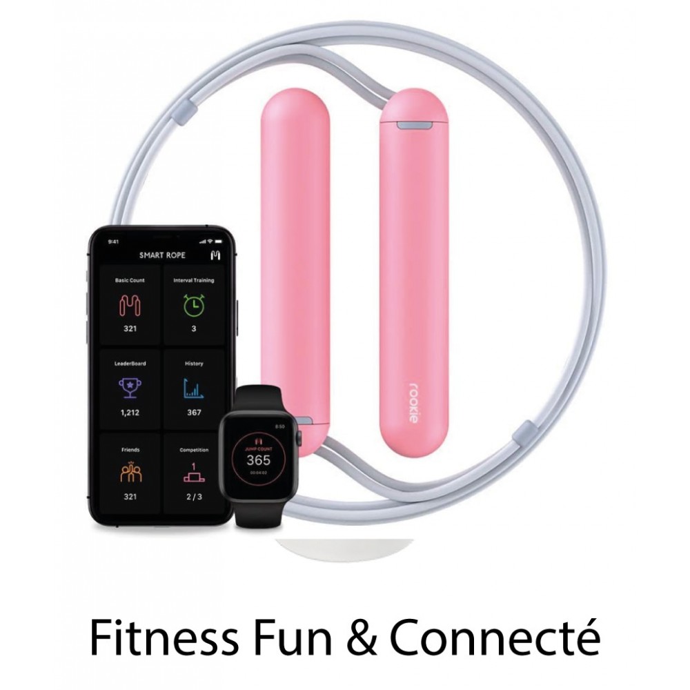 corde Fitness compteur connecté à l'app qui affiche la progression Couleur Smart  Rope Corail
