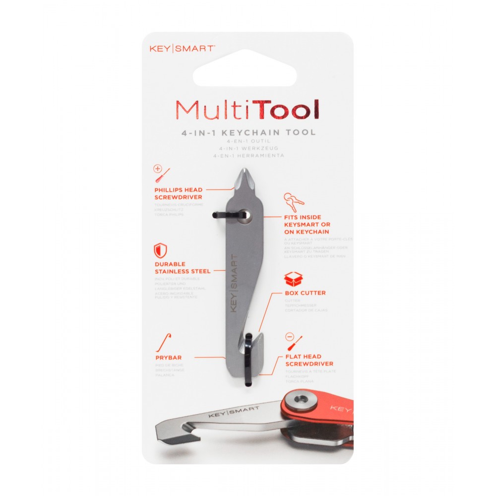 KeySmart MultiTool Outil porte-clés 5-en-1  Acier inoxydable