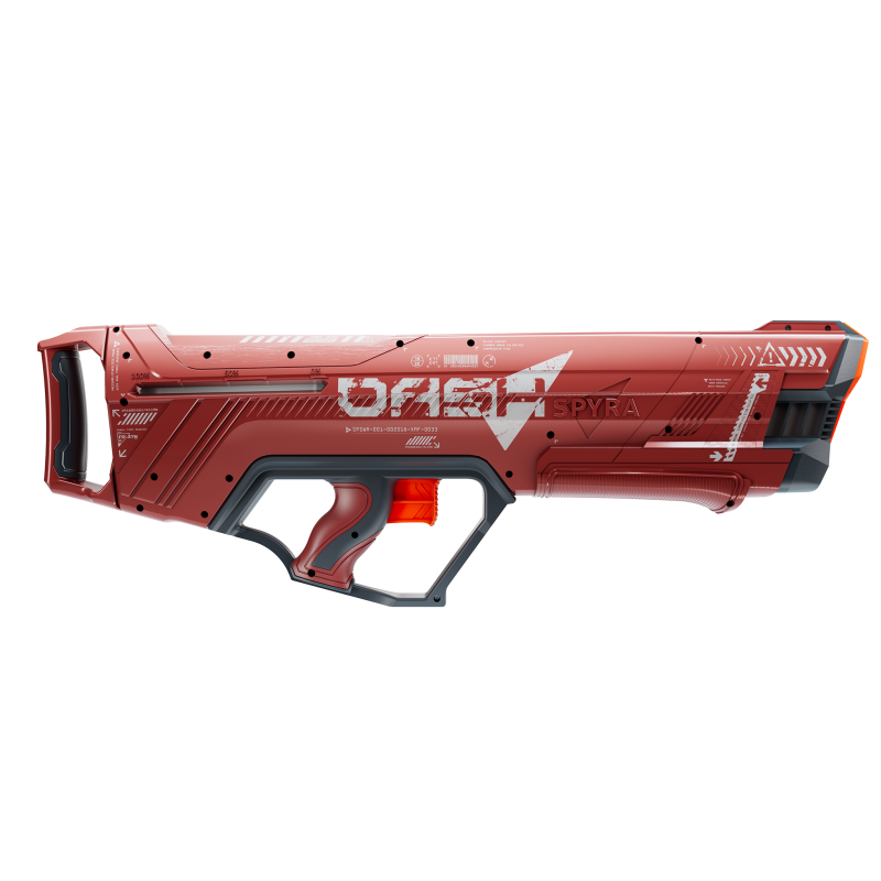 Pistolet à eau haute pression mécanique SPYRA DASH, vue détaillée avec poignée et carénage rouge futuriste.